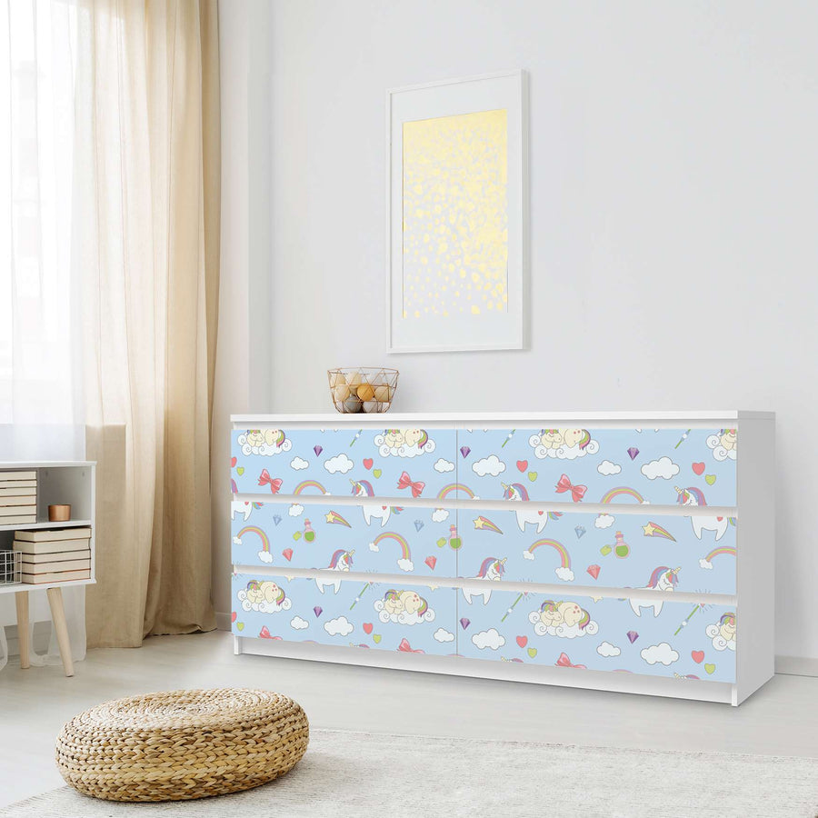 Möbelfolie Rainbow Unicorn - IKEA Malm Kommode 6 Schubladen (breit) - Schlafzimmer