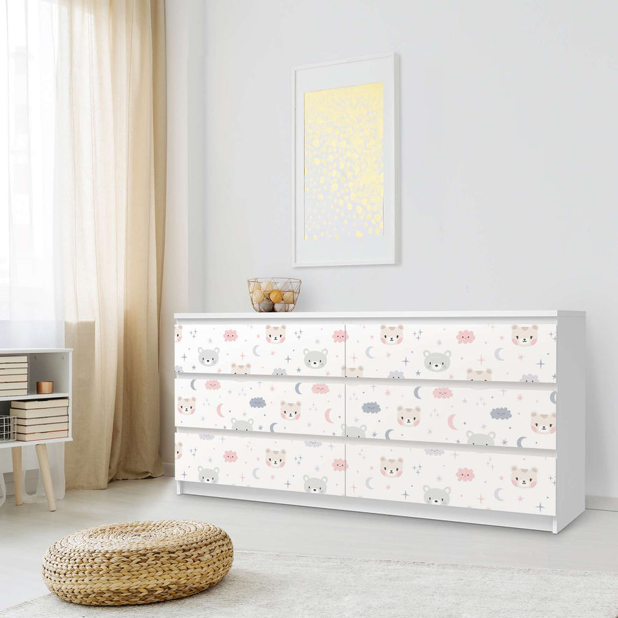 Möbelfolie Sweet Dreams - IKEA Malm Kommode 6 Schubladen (breit) - Schlafzimmer