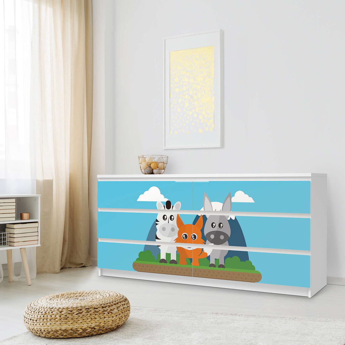 Möbelfolie Zootiere - IKEA Malm Kommode 6 Schubladen (breit) - Schlafzimmer