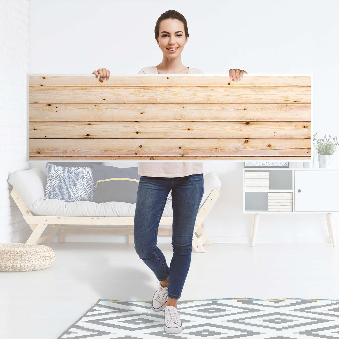 Möbelfolie Bright Planks - IKEA Malm Kommode 6 Schubladen (breit) [oben] - Folie