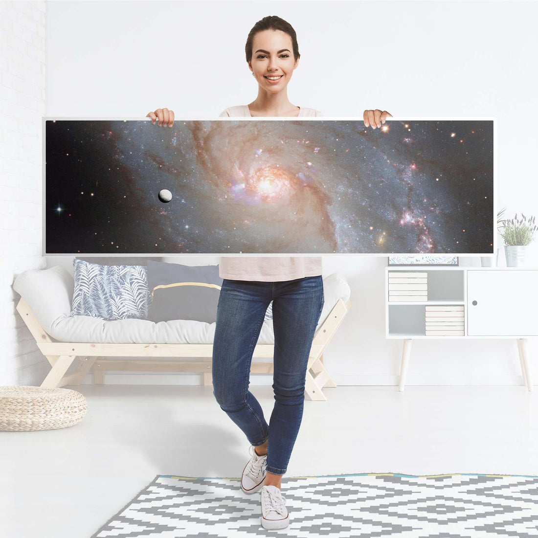Möbelfolie Milky Way - IKEA Malm Kommode 6 Schubladen (breit) [oben] - Folie