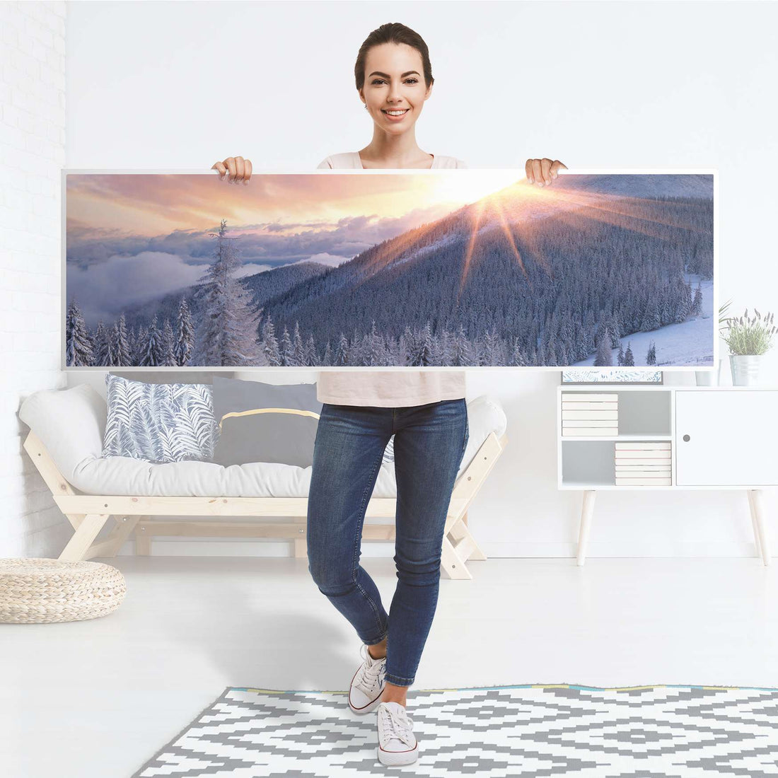 Möbelfolie Zauberhafte Winterlandschaft - IKEA Malm Kommode 6 Schubladen (breit) [oben] - Folie