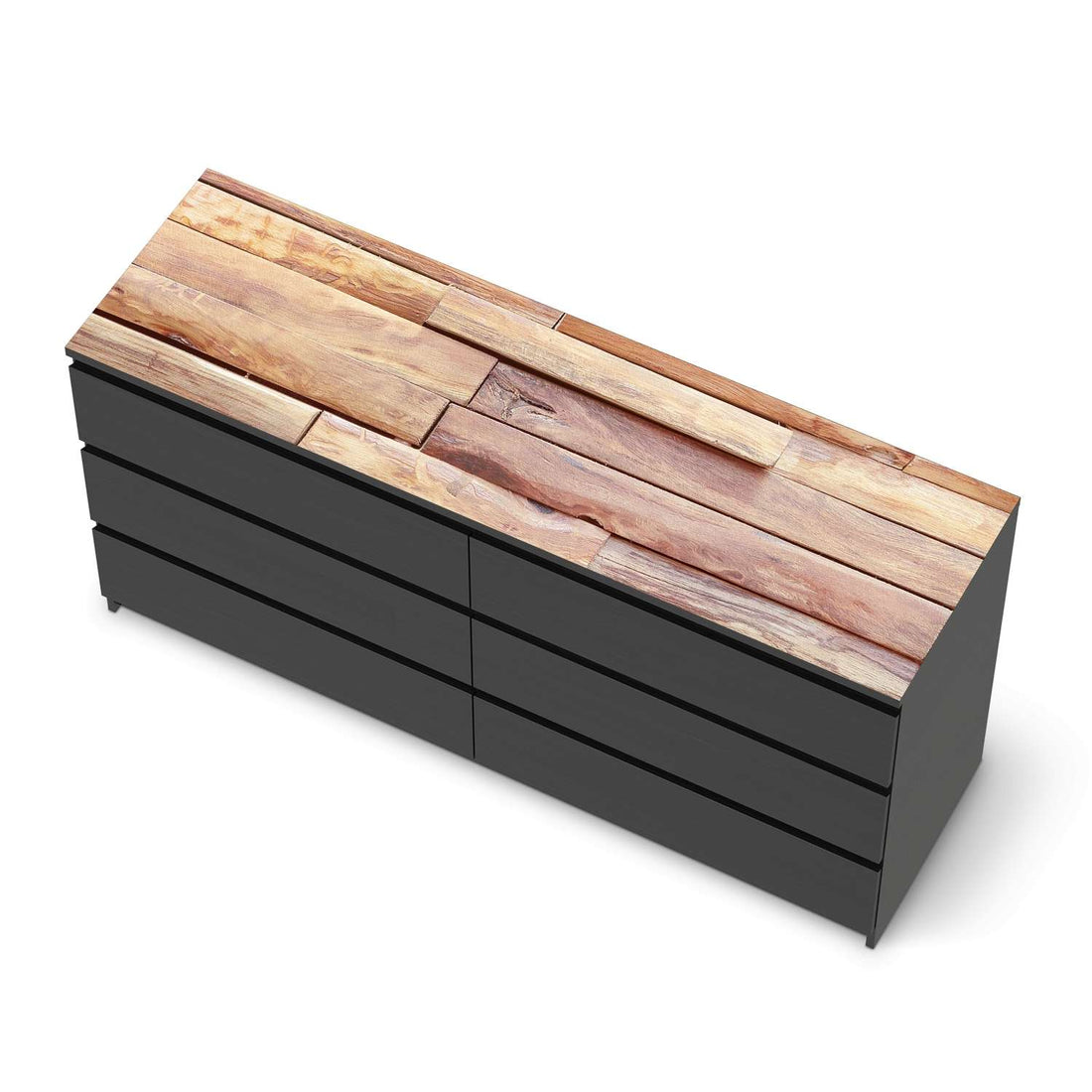 Möbelfolie Artwood - IKEA Malm Kommode 6 Schubladen (breit) [oben] - schwarz