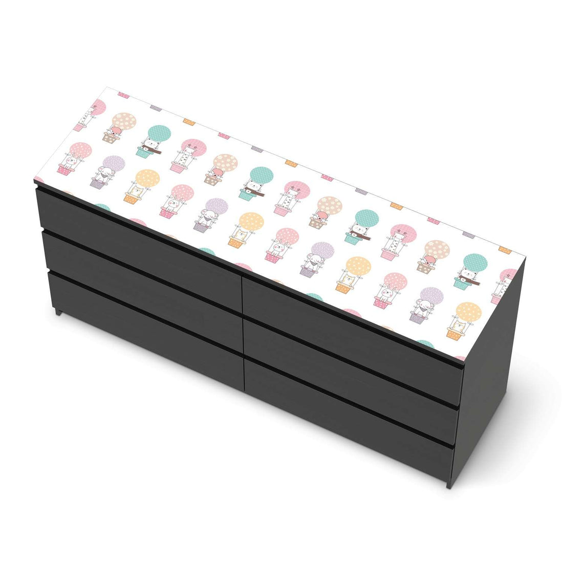 Möbelfolie Flying Animals - IKEA Malm Kommode 6 Schubladen (breit) [oben] - schwarz
