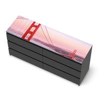Möbelfolie Golden Gate - IKEA Malm Kommode 6 Schubladen (breit) [oben] - schwarz