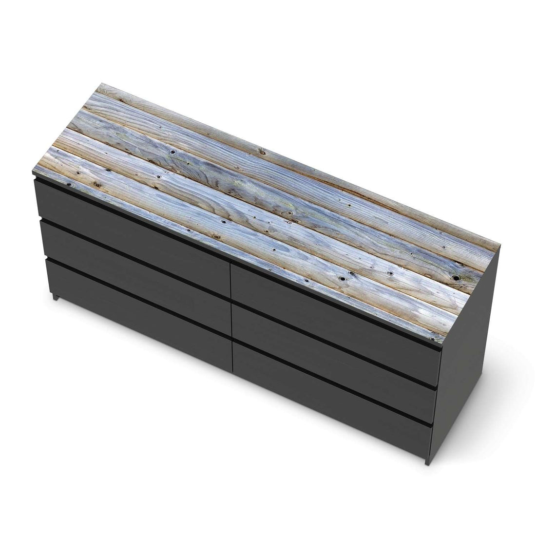 Möbelfolie Greyhound - IKEA Malm Kommode 6 Schubladen (breit) [oben] - schwarz
