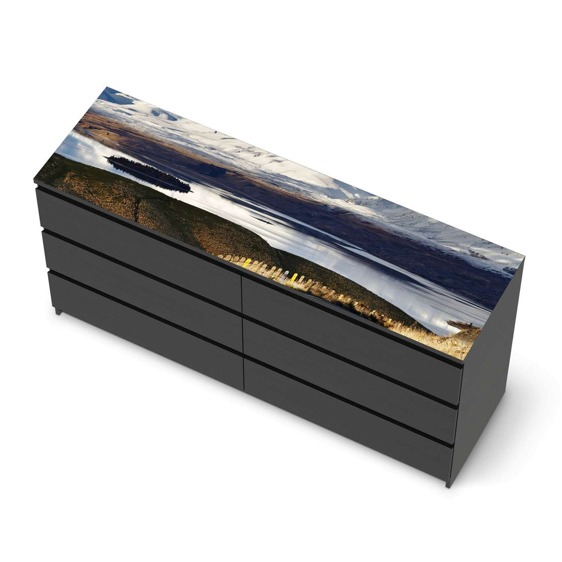 Möbelfolie New Zealand - IKEA Malm Kommode 6 Schubladen (breit) [oben] - schwarz