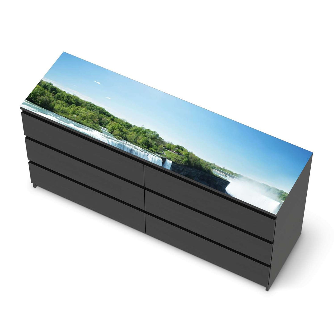 Möbelfolie Niagara Falls - IKEA Malm Kommode 6 Schubladen (breit) [oben] - schwarz