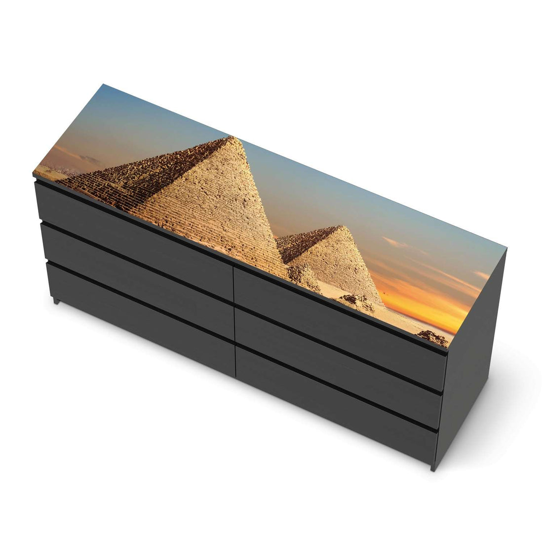 Möbelfolie Pyramids - IKEA Malm Kommode 6 Schubladen (breit) [oben] - schwarz