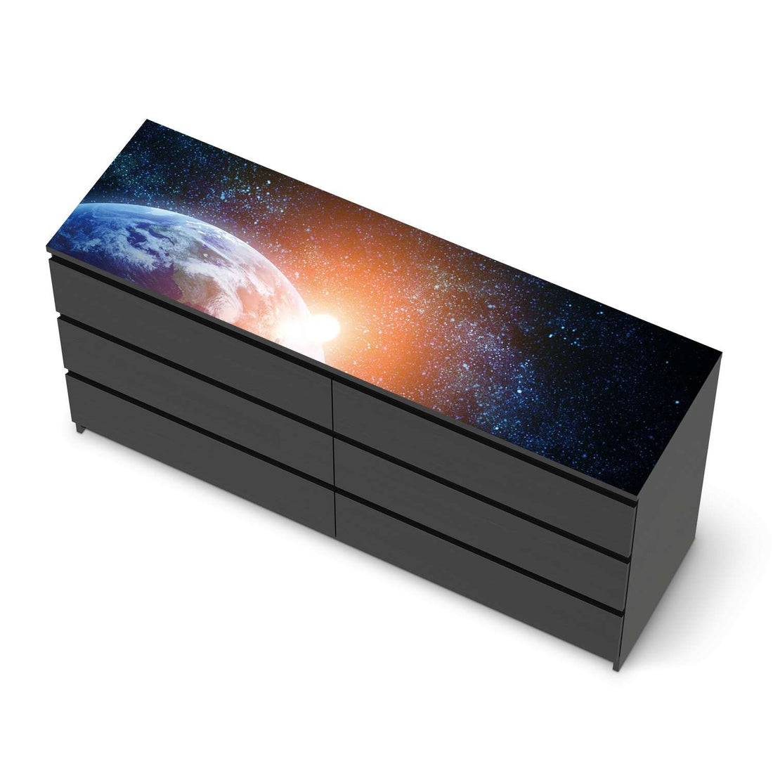 Möbelfolie Sunrise - IKEA Malm Kommode 6 Schubladen (breit) [oben] - schwarz