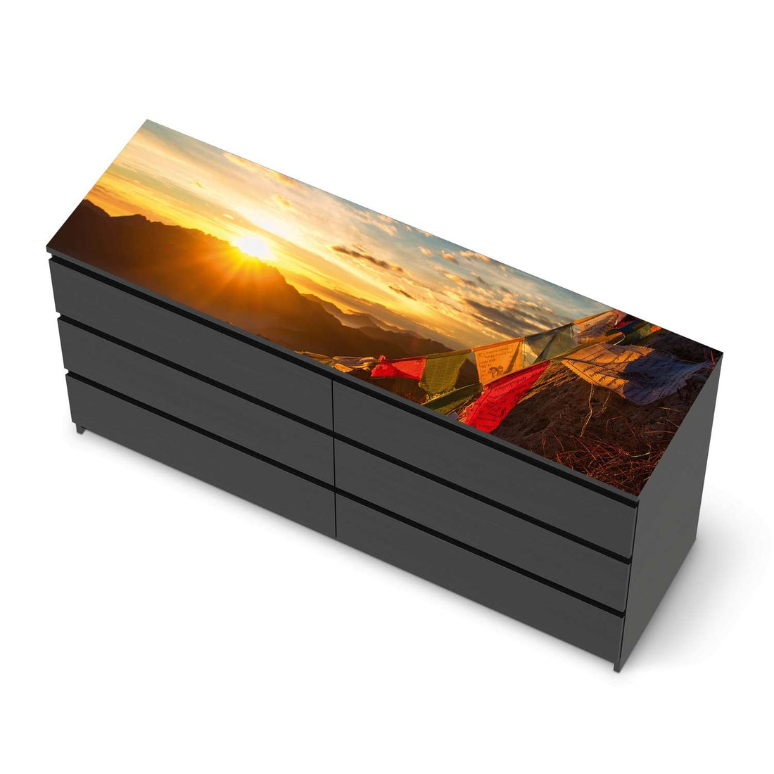 Möbelfolie Tibet - IKEA Malm Kommode 6 Schubladen (breit) [oben] - schwarz