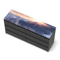 Möbelfolie Zauberhafte Winterlandschaft - IKEA Malm Kommode 6 Schubladen (breit) [oben] - schwarz