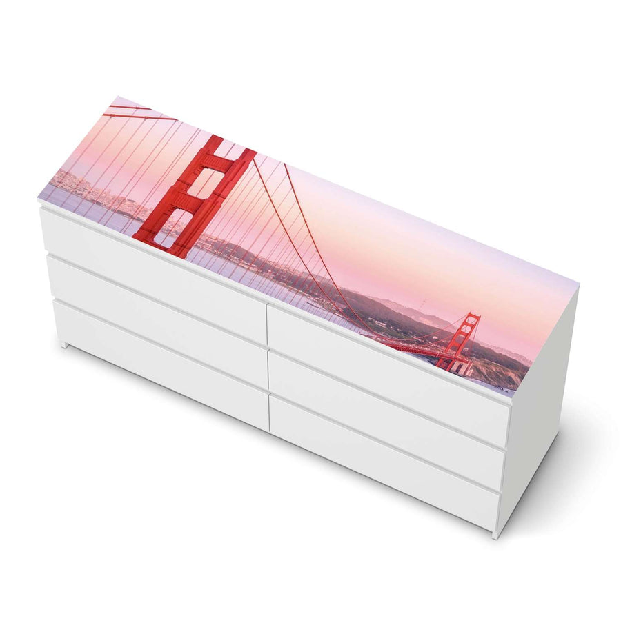 Möbelfolie Golden Gate - IKEA Malm Kommode 6 Schubladen (breit) [oben] - weiss