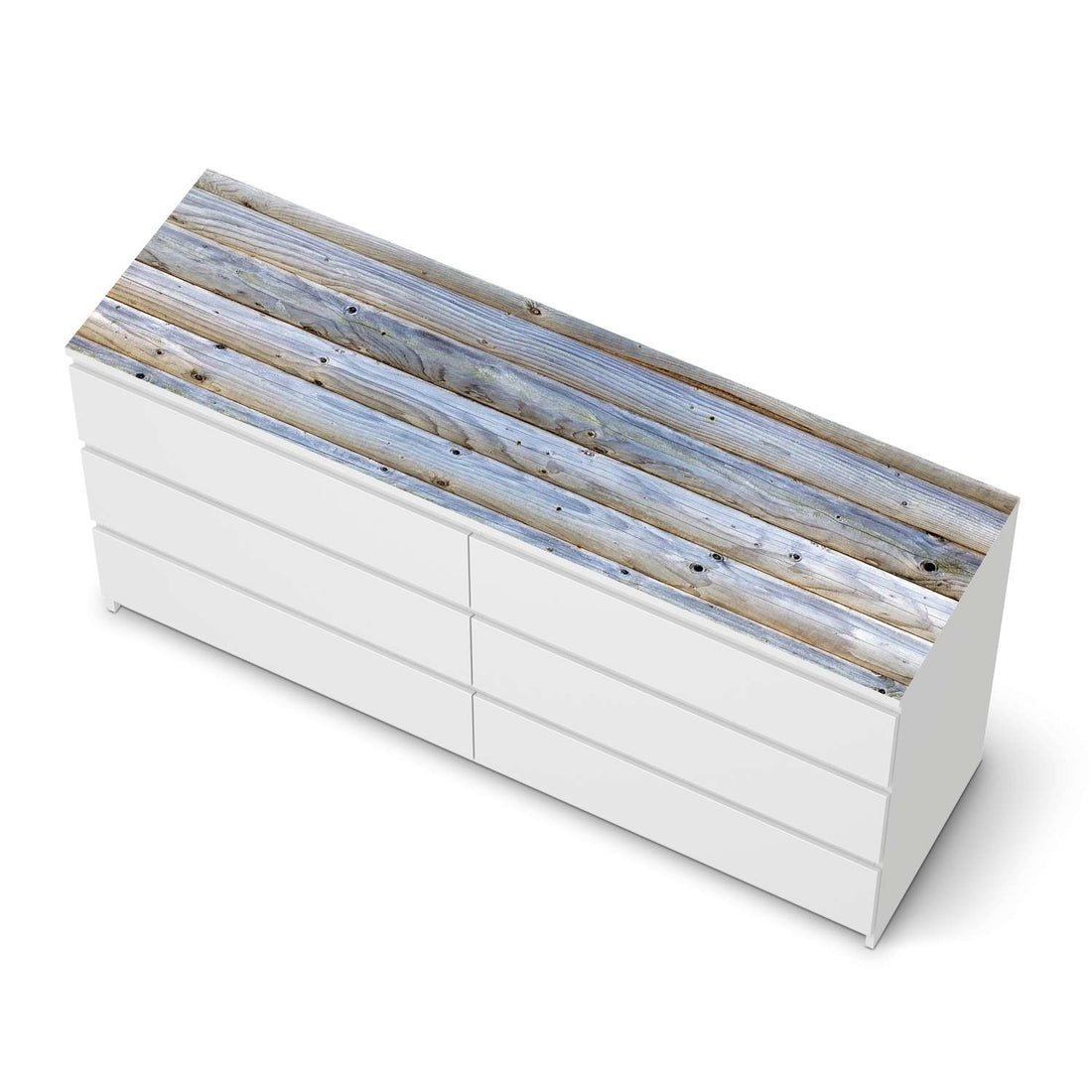 Möbelfolie Greyhound - IKEA Malm Kommode 6 Schubladen (breit) [oben] - weiss
