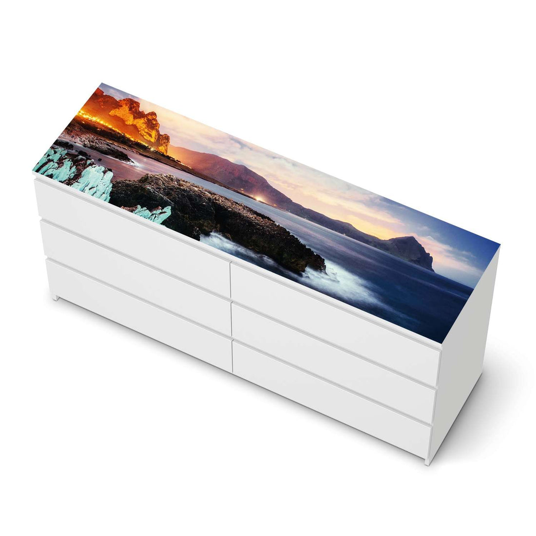 Möbelfolie Seaside - IKEA Malm Kommode 6 Schubladen (breit) [oben] - weiss