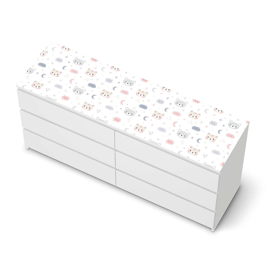 Möbelfolie Sweet Dreams - IKEA Malm Kommode 6 Schubladen (breit) [oben] - weiss