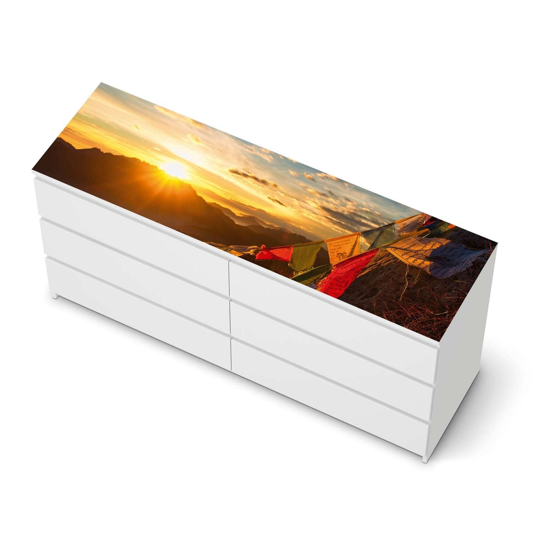 Möbelfolie Tibet - IKEA Malm Kommode 6 Schubladen (breit) [oben] - weiss