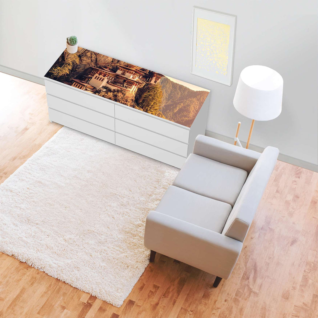 Möbelfolie Bhutans Paradise - IKEA Malm Kommode 6 Schubladen (breit) [oben] - Wohnzimmer