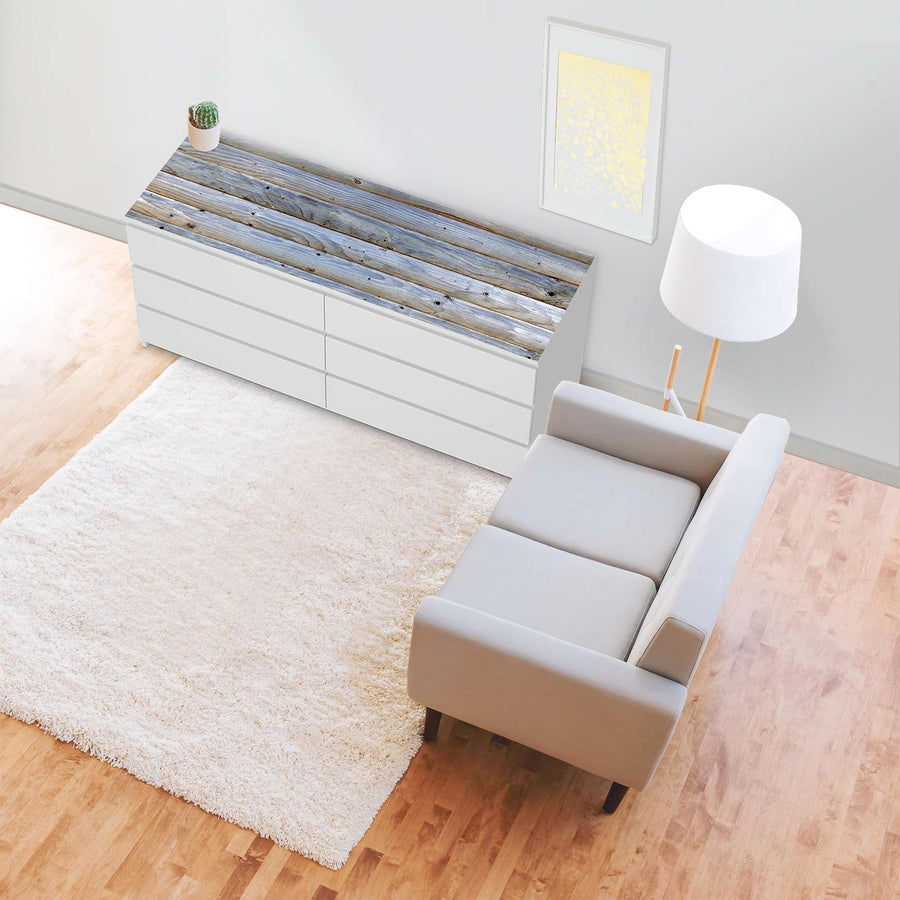 Möbelfolie Greyhound - IKEA Malm Kommode 6 Schubladen (breit) [oben] - Wohnzimmer