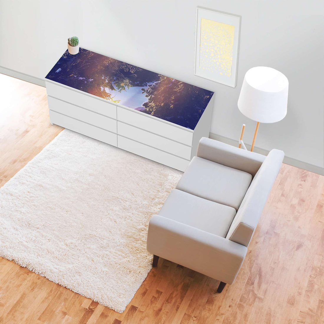 Möbelfolie Lichtflut - IKEA Malm Kommode 6 Schubladen (breit) [oben] - Wohnzimmer