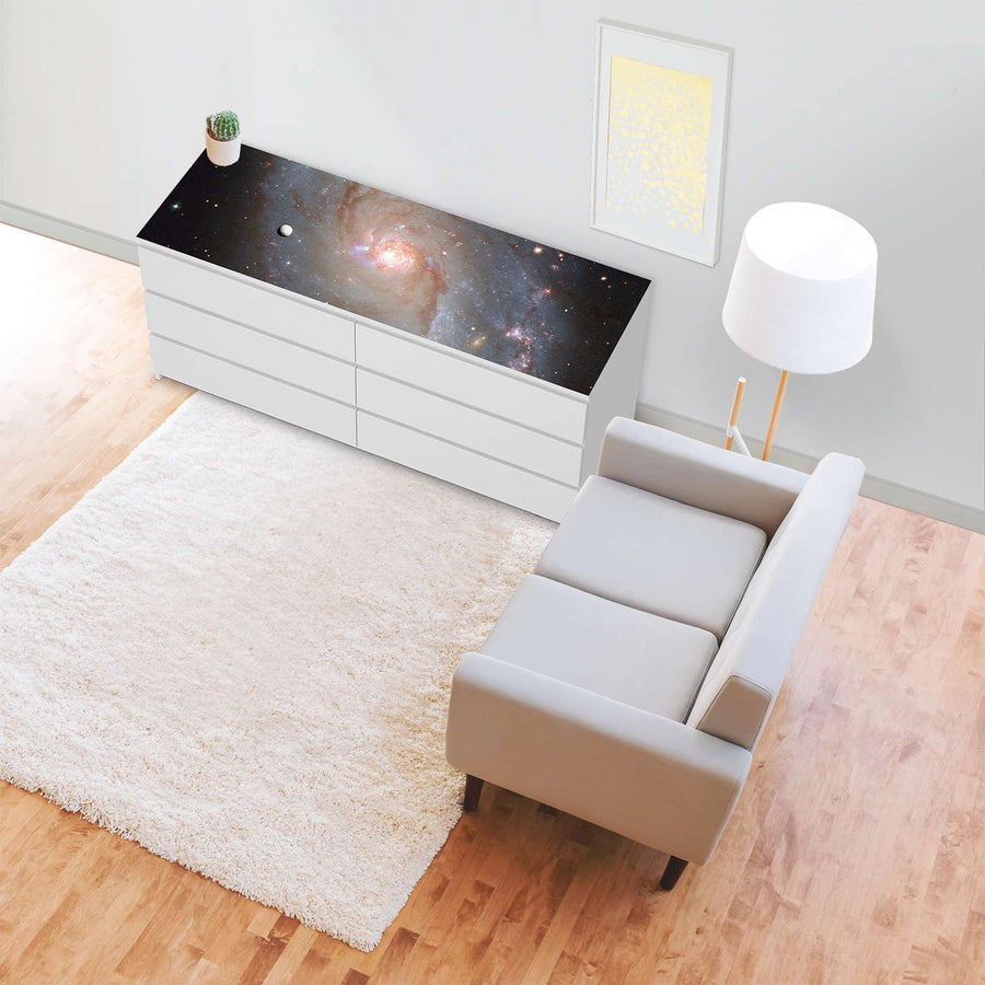 Möbelfolie Milky Way - IKEA Malm Kommode 6 Schubladen (breit) [oben] - Wohnzimmer