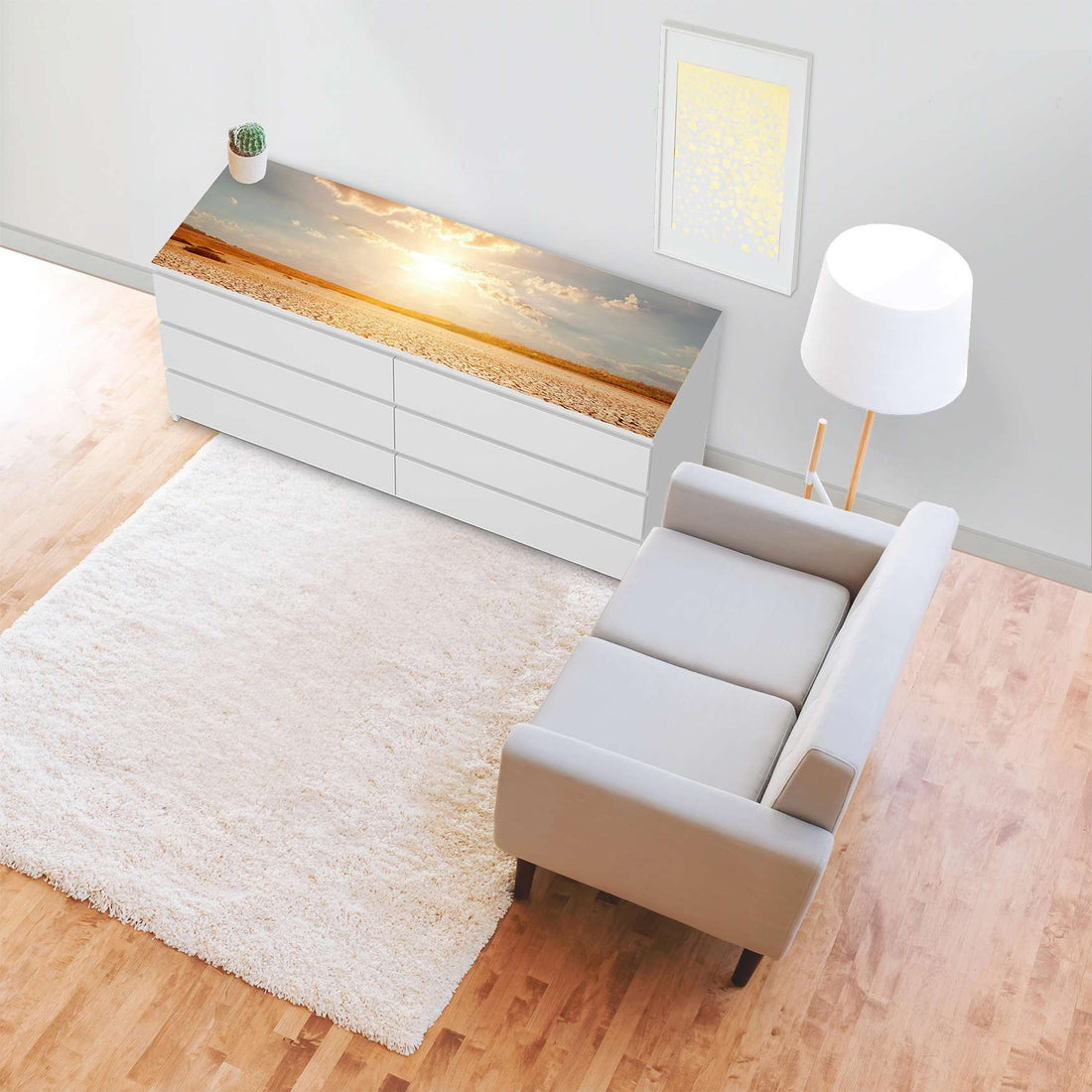 Möbelfolie Savanne - IKEA Malm Kommode 6 Schubladen (breit) [oben] - Wohnzimmer
