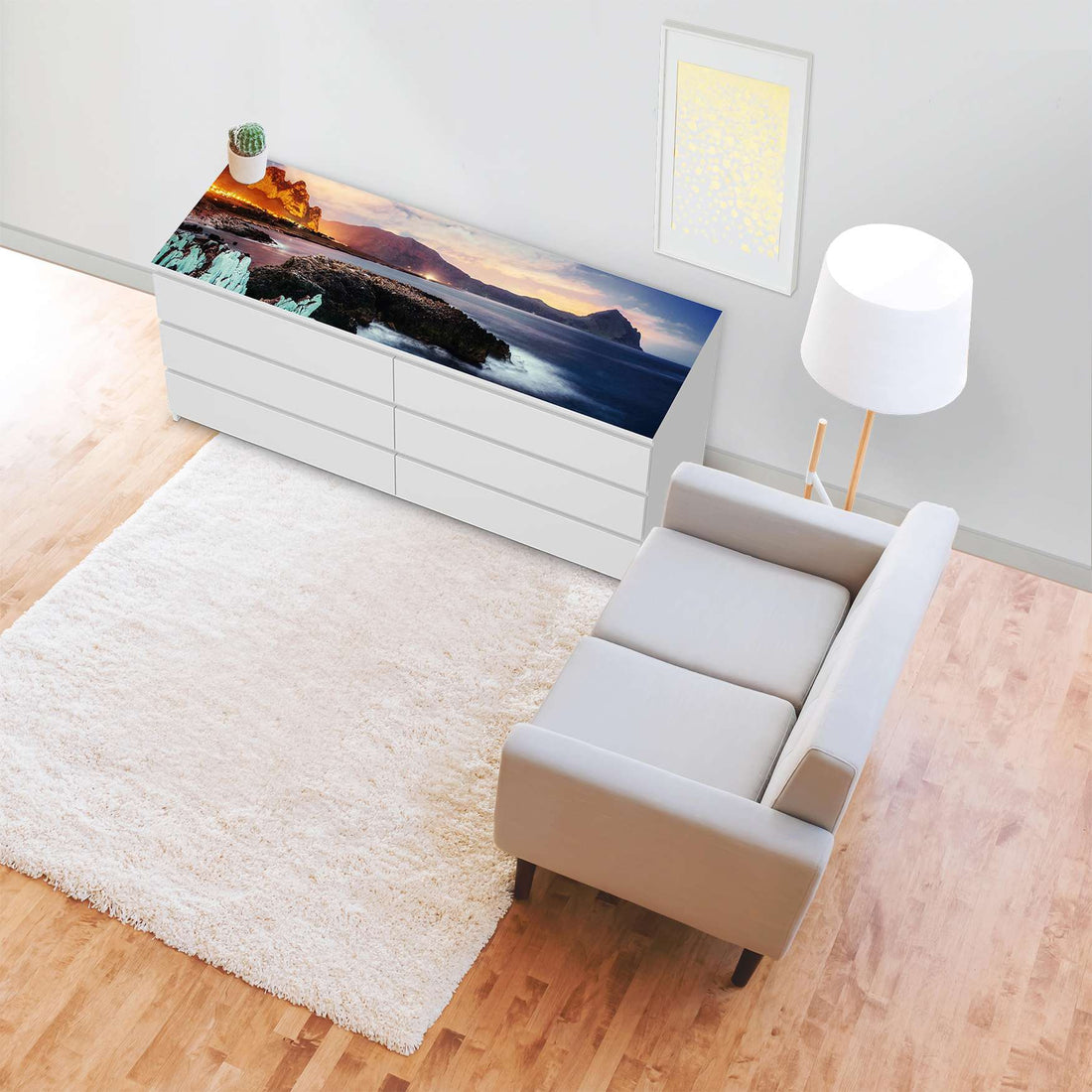Möbelfolie Seaside - IKEA Malm Kommode 6 Schubladen (breit) [oben] - Wohnzimmer