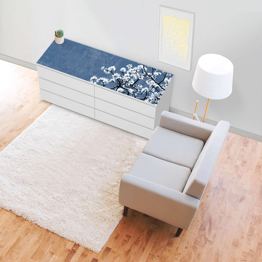 Möbelfolie Spring Tree - IKEA Malm Kommode 6 Schubladen (breit) [oben] - Wohnzimmer