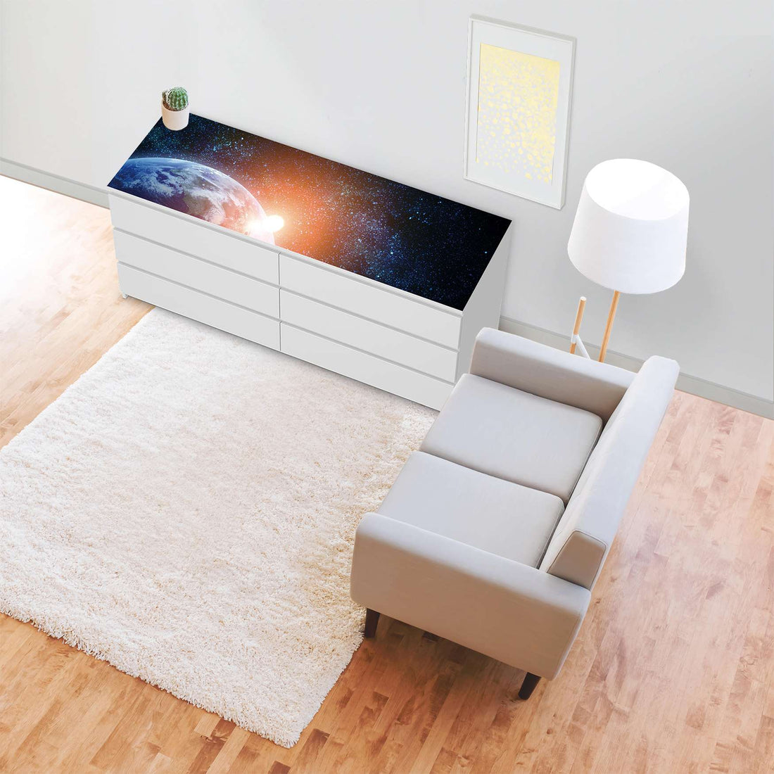 Möbelfolie Sunrise - IKEA Malm Kommode 6 Schubladen (breit) [oben] - Wohnzimmer