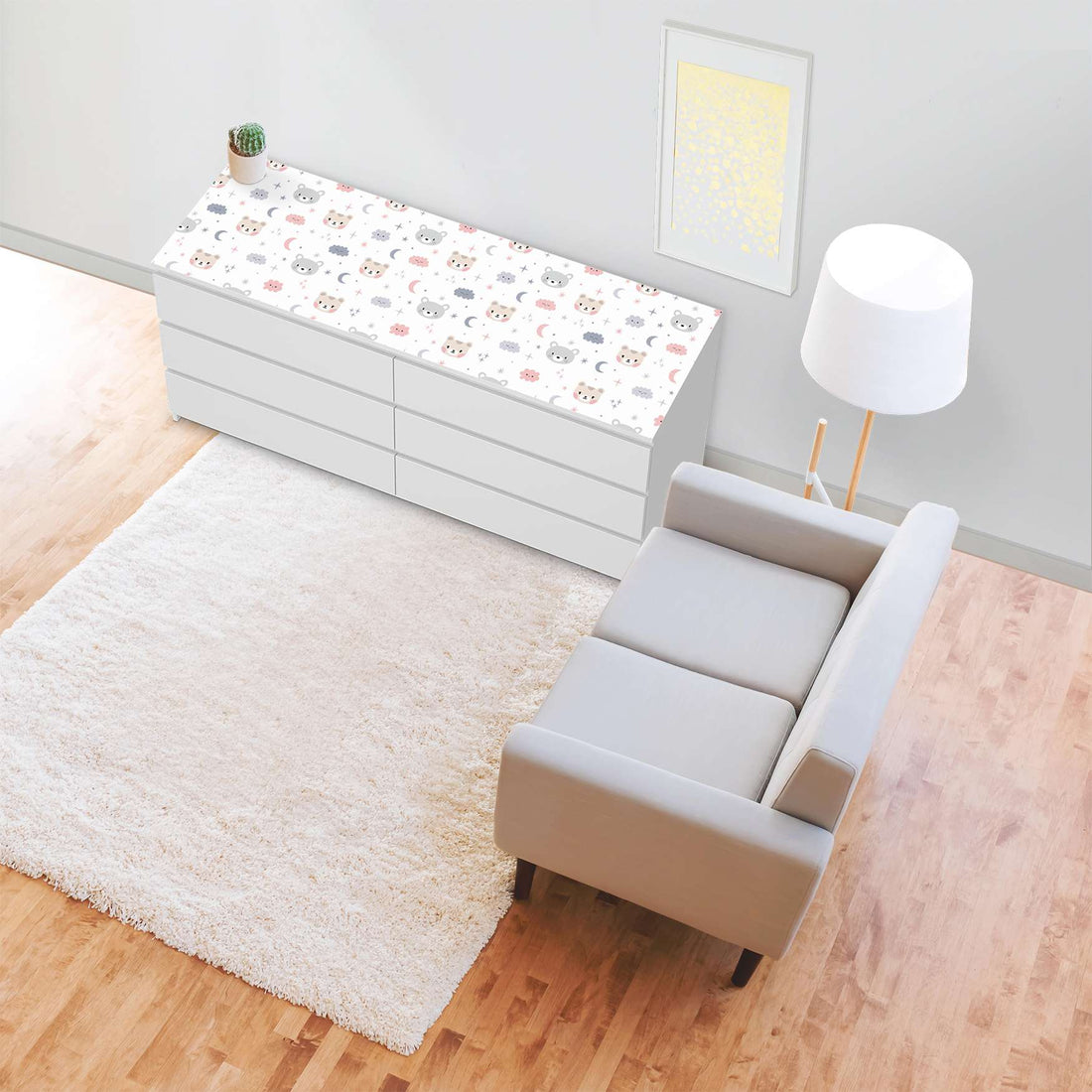 Möbelfolie Sweet Dreams - IKEA Malm Kommode 6 Schubladen (breit) [oben] - Wohnzimmer