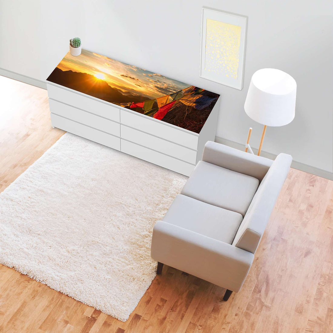 Möbelfolie Tibet - IKEA Malm Kommode 6 Schubladen (breit) [oben] - Wohnzimmer
