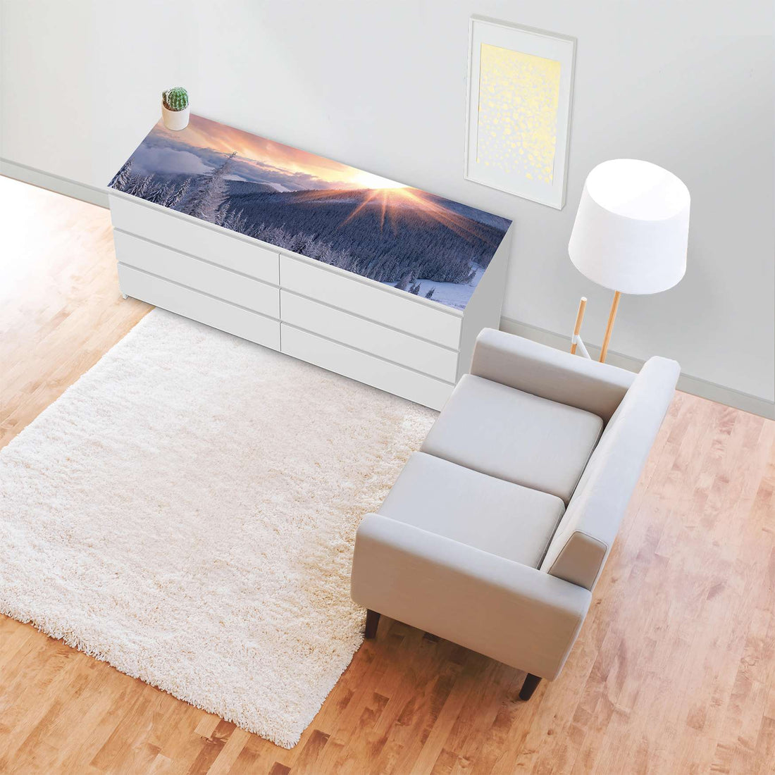 Möbelfolie Zauberhafte Winterlandschaft - IKEA Malm Kommode 6 Schubladen (breit) [oben] - Wohnzimmer