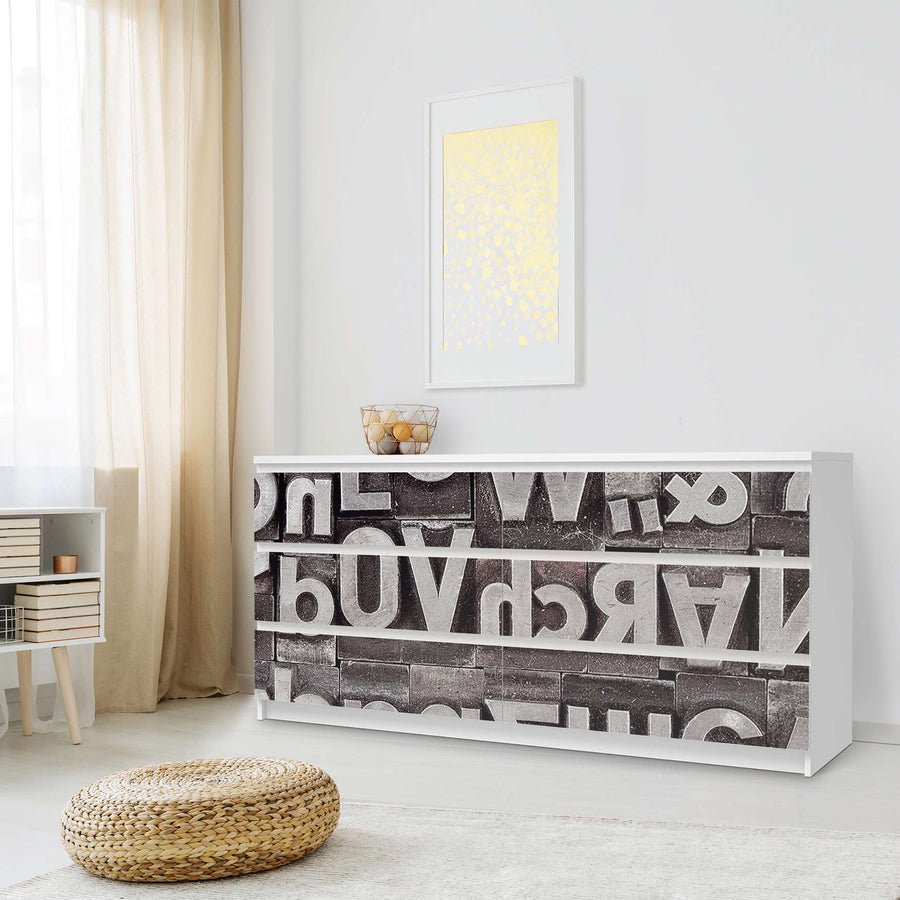 Möbelfolie Alphabet - IKEA Malm Kommode 6 Schubladen (breit) - Schlafzimmer
