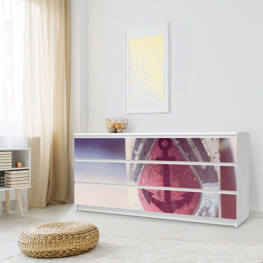 Möbelfolie Anker 2 - IKEA Malm Kommode 6 Schubladen (breit) - Schlafzimmer