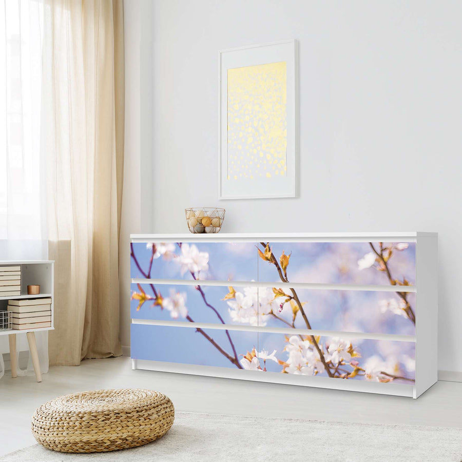 Möbelfolie Apple Blossoms - IKEA Malm Kommode 6 Schubladen (breit) - Schlafzimmer