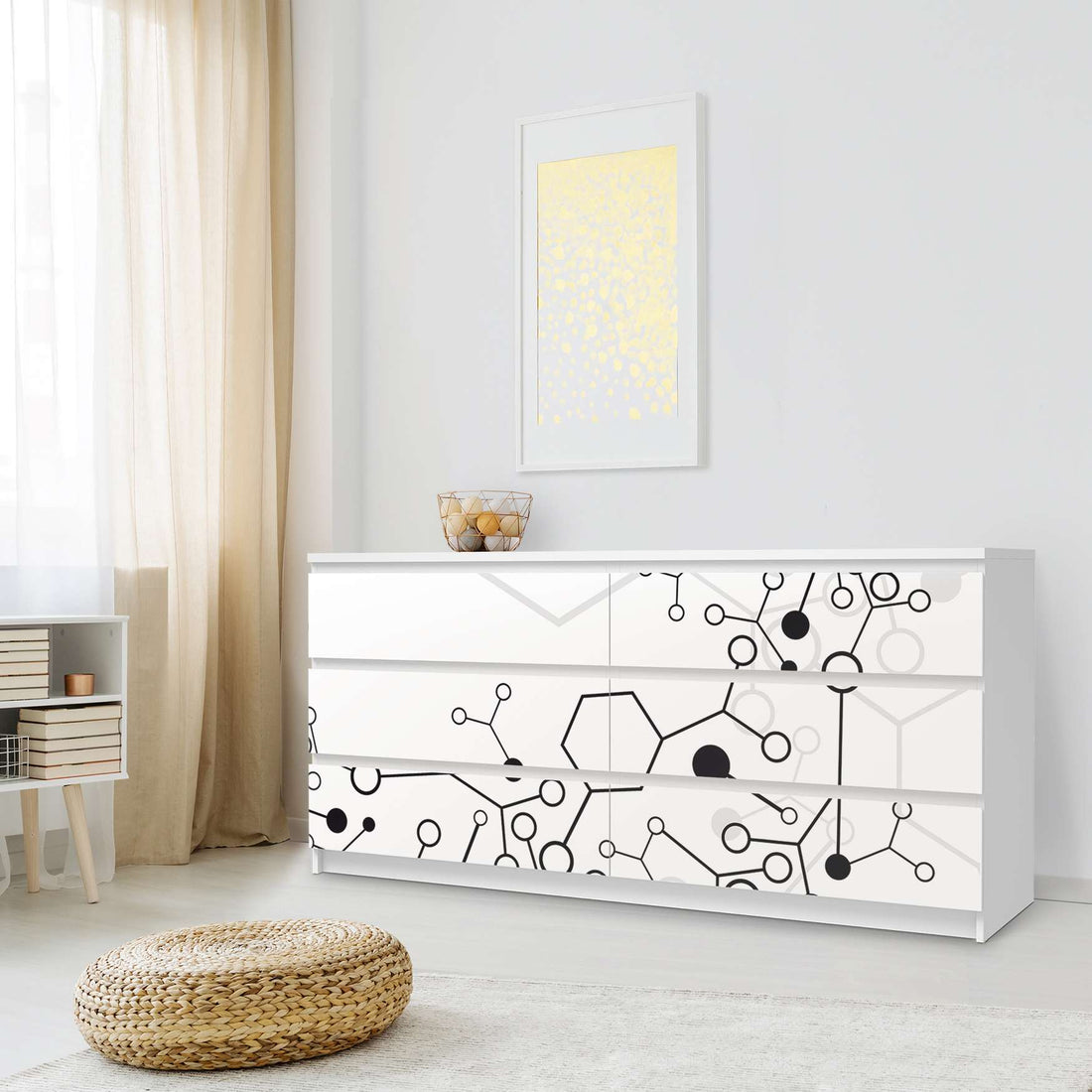 Möbelfolie Atomic 1 - IKEA Malm Kommode 6 Schubladen (breit) - Schlafzimmer