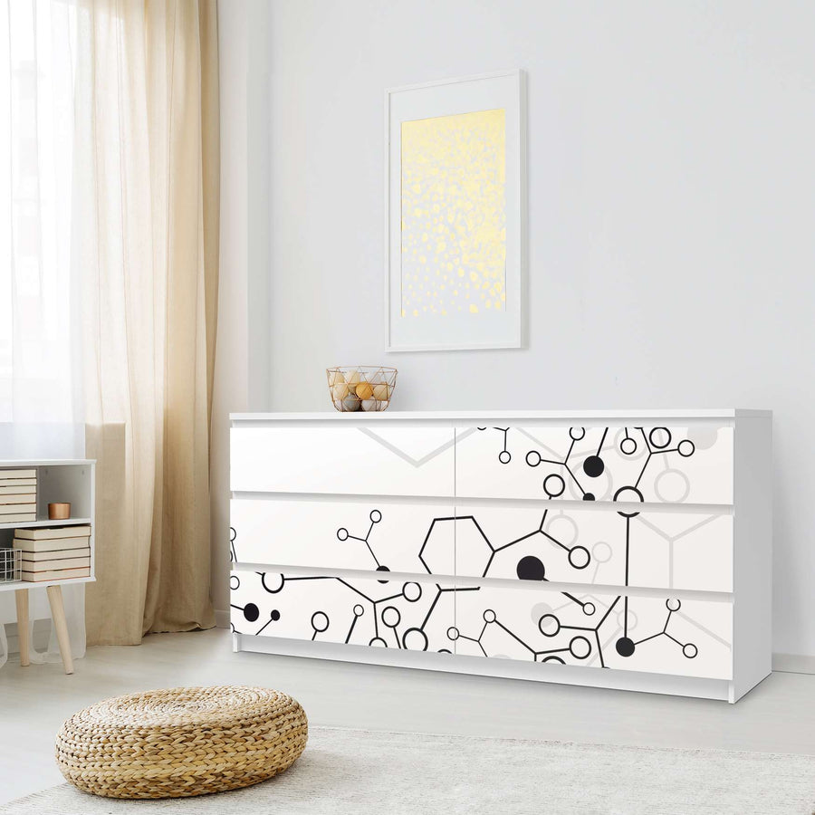 Möbelfolie Atomic 1 - IKEA Malm Kommode 6 Schubladen (breit) - Schlafzimmer