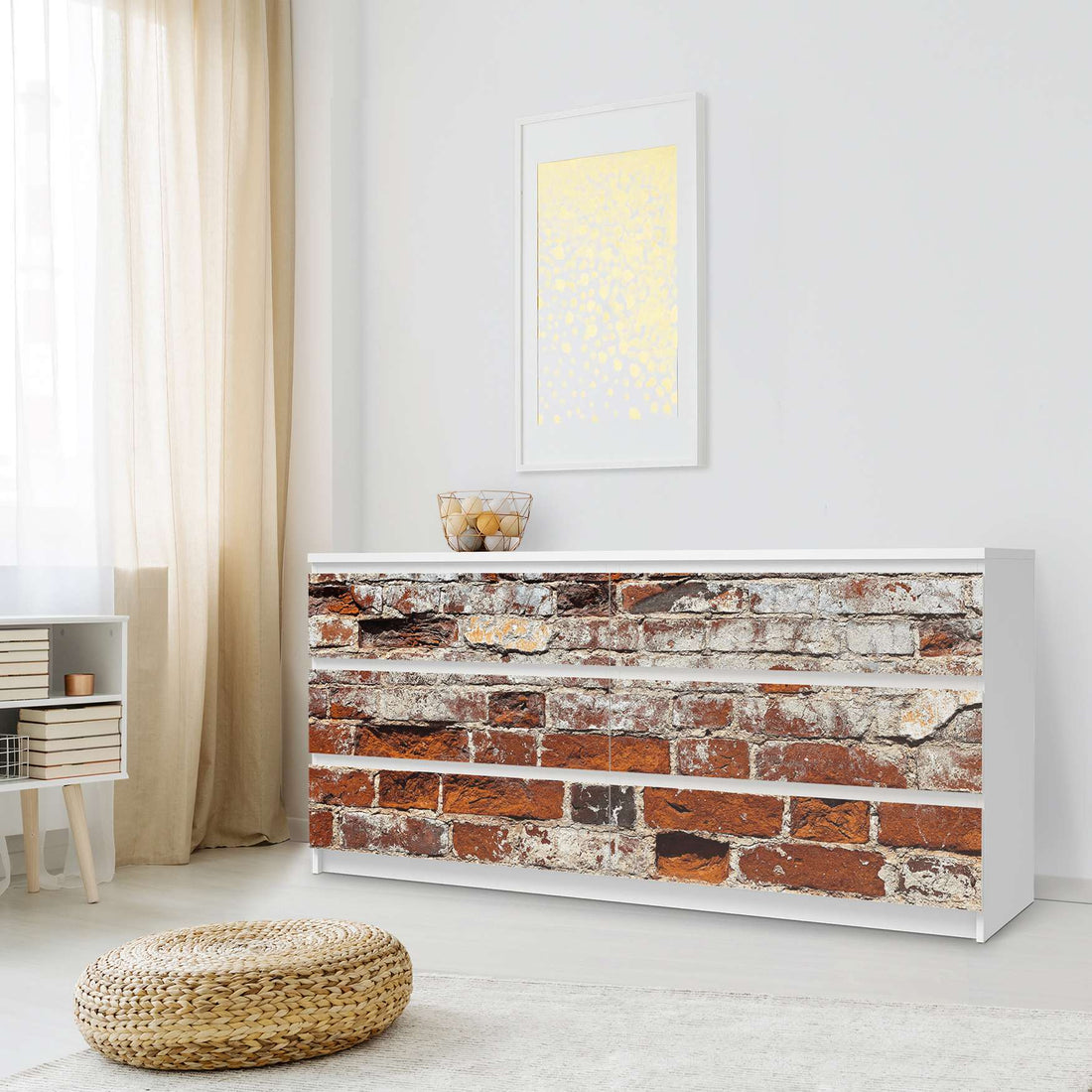 Möbelfolie Backstein - IKEA Malm Kommode 6 Schubladen (breit) - Schlafzimmer