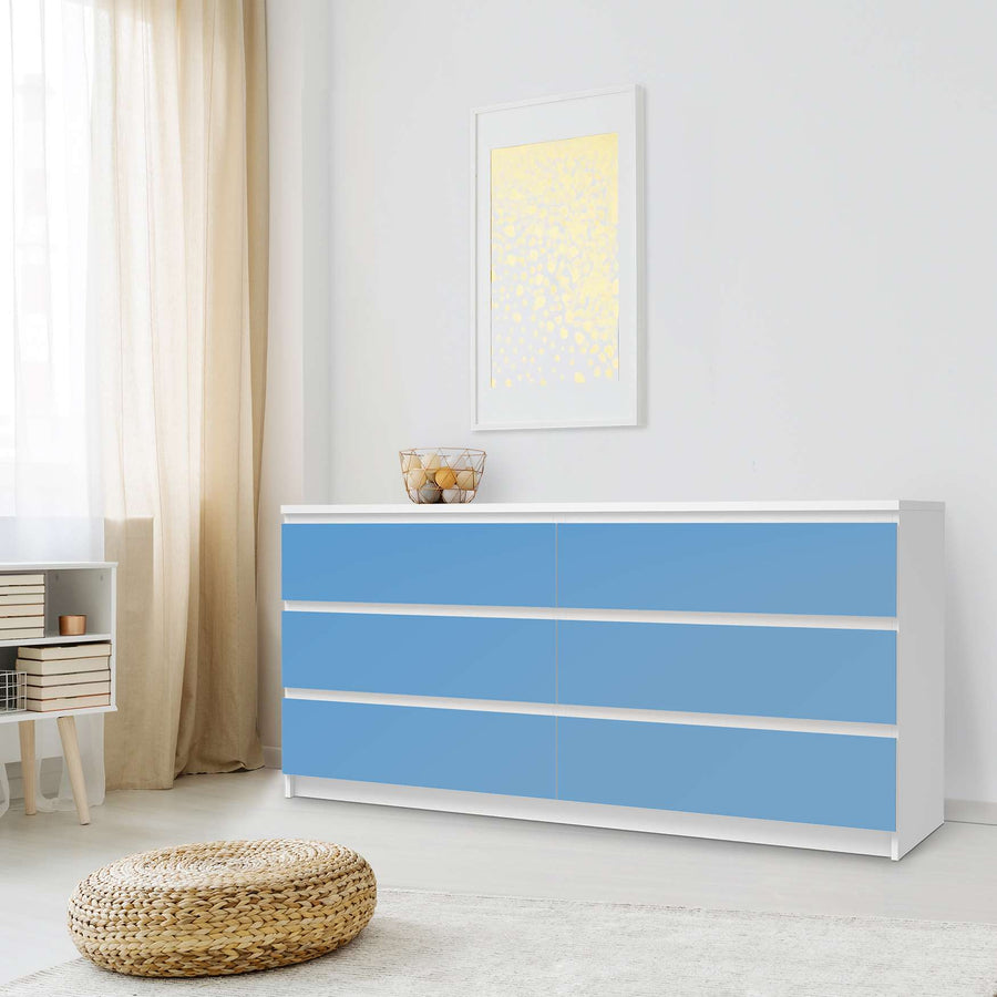 Möbelfolie Blau Light - IKEA Malm Kommode 6 Schubladen (breit) - Schlafzimmer