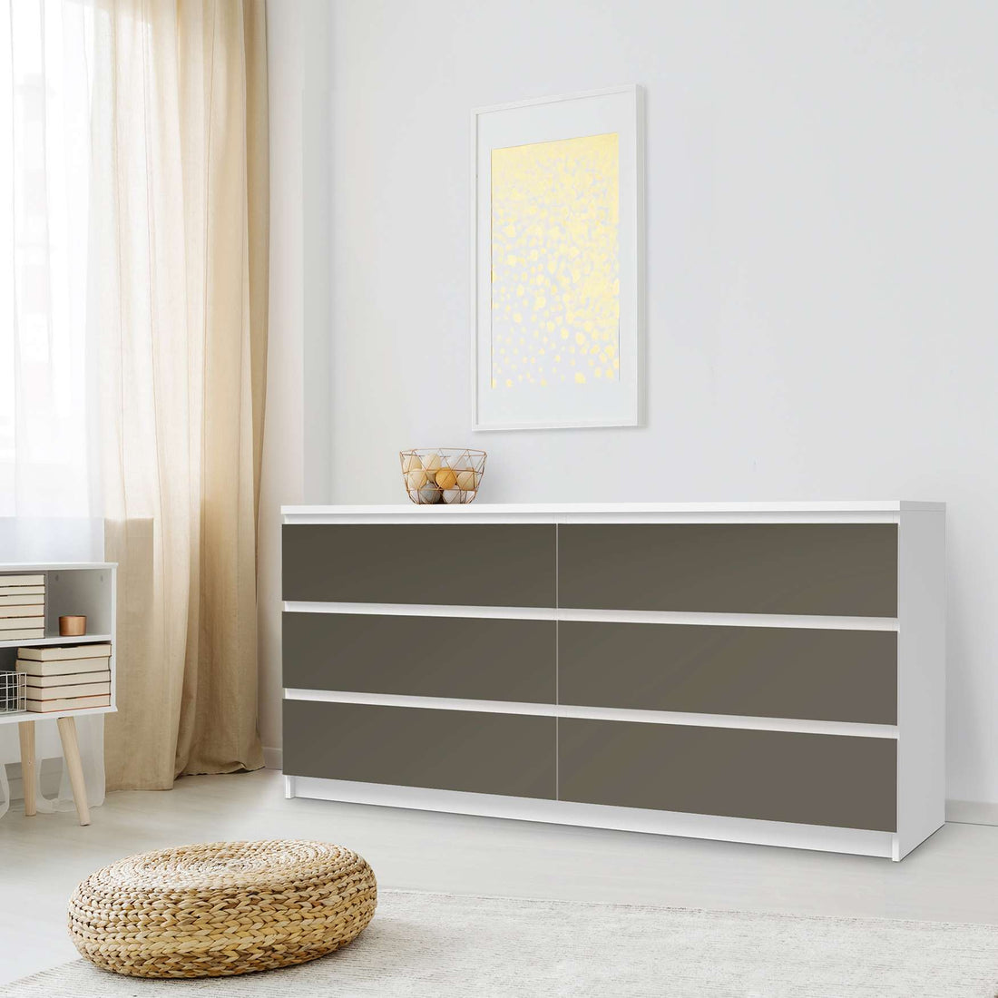 Möbelfolie Braungrau Dark - IKEA Malm Kommode 6 Schubladen (breit) - Schlafzimmer