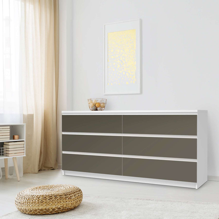 Möbelfolie Braungrau Dark - IKEA Malm Kommode 6 Schubladen (breit) - Schlafzimmer