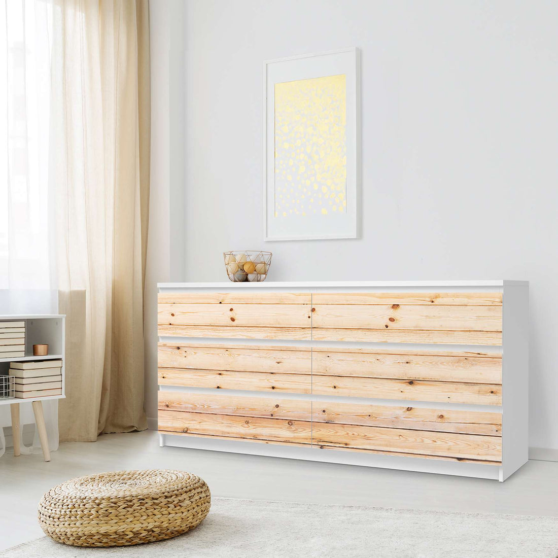 Möbelfolie Bright Planks - IKEA Malm Kommode 6 Schubladen (breit) - Schlafzimmer