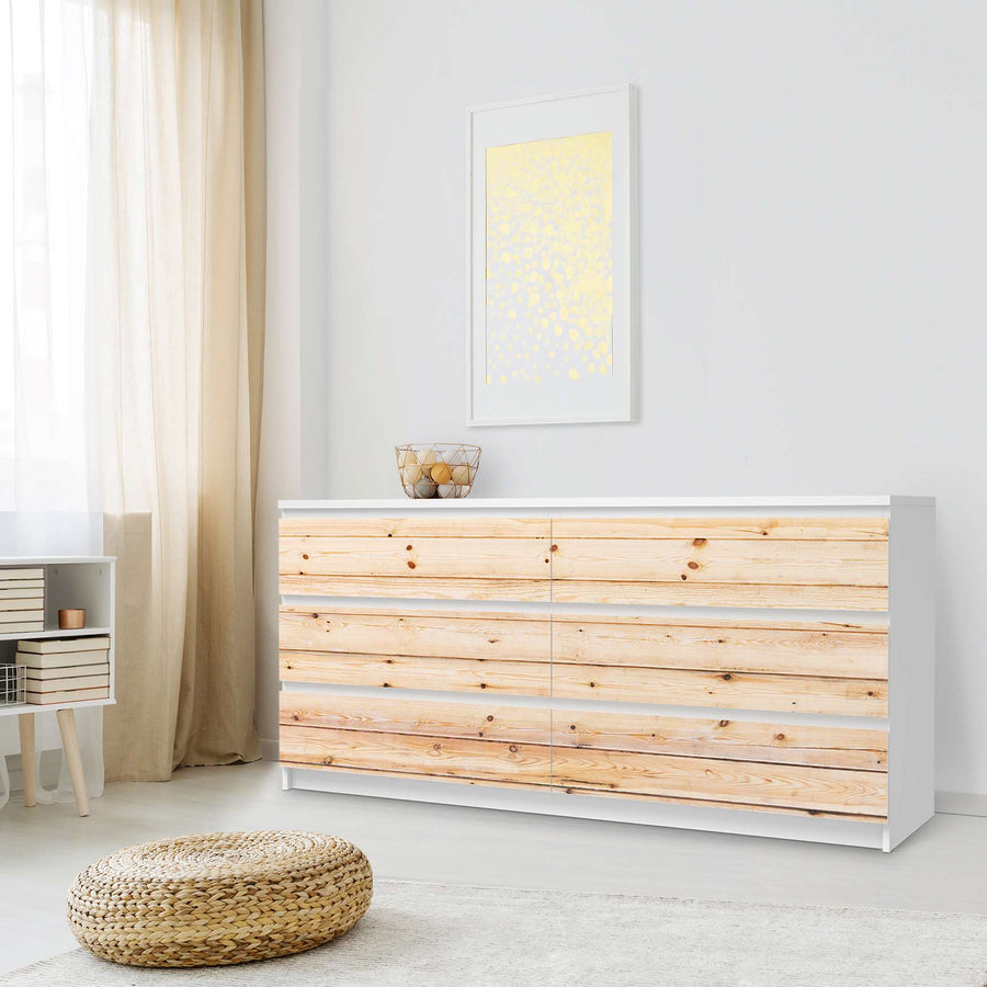 Möbelfolie Bright Planks - IKEA Malm Kommode 6 Schubladen (breit) - Schlafzimmer