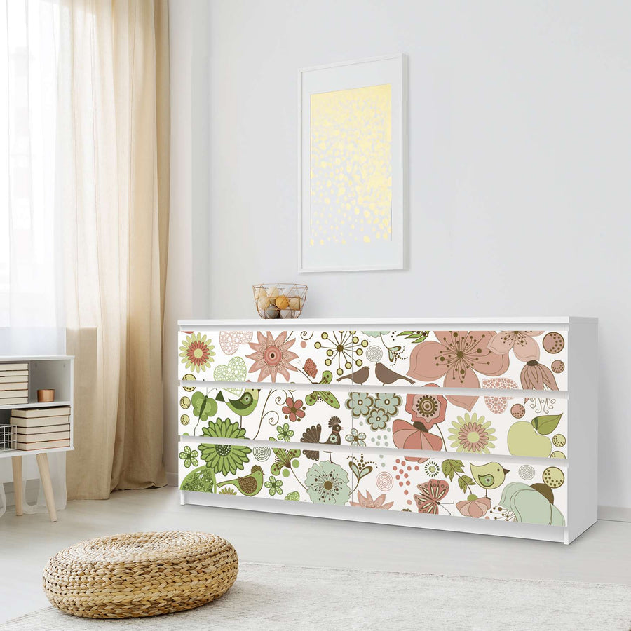 Möbelfolie Flower Pattern - IKEA Malm Kommode 6 Schubladen (breit) - Schlafzimmer