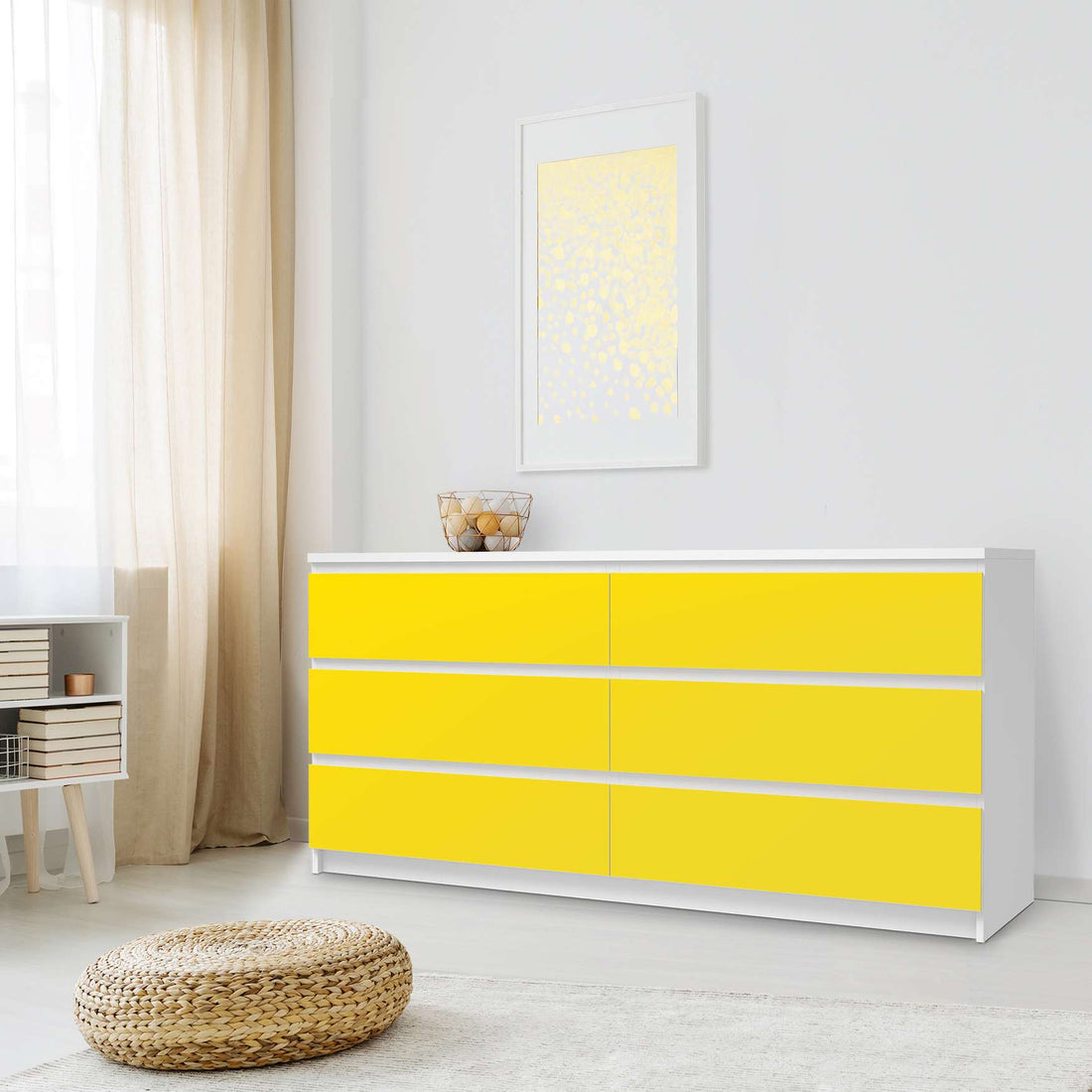 Möbelfolie Gelb Dark - IKEA Malm Kommode 6 Schubladen (breit) - Schlafzimmer