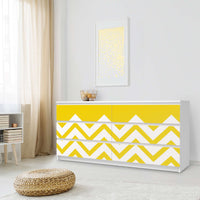 Möbelfolie Gelbe Zacken - IKEA Malm Kommode 6 Schubladen (breit) - Schlafzimmer