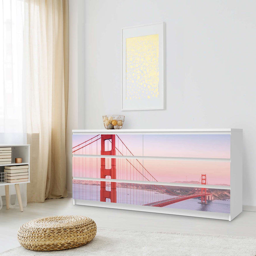Möbelfolie Golden Gate - IKEA Malm Kommode 6 Schubladen (breit) - Schlafzimmer