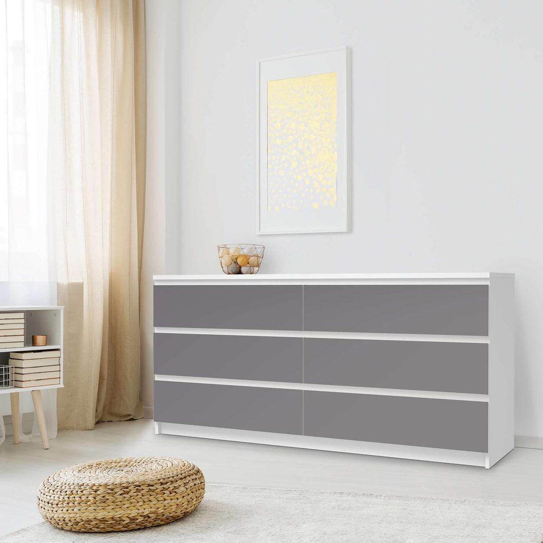 Möbelfolie Grau Light - IKEA Malm Kommode 6 Schubladen (breit) - Schlafzimmer