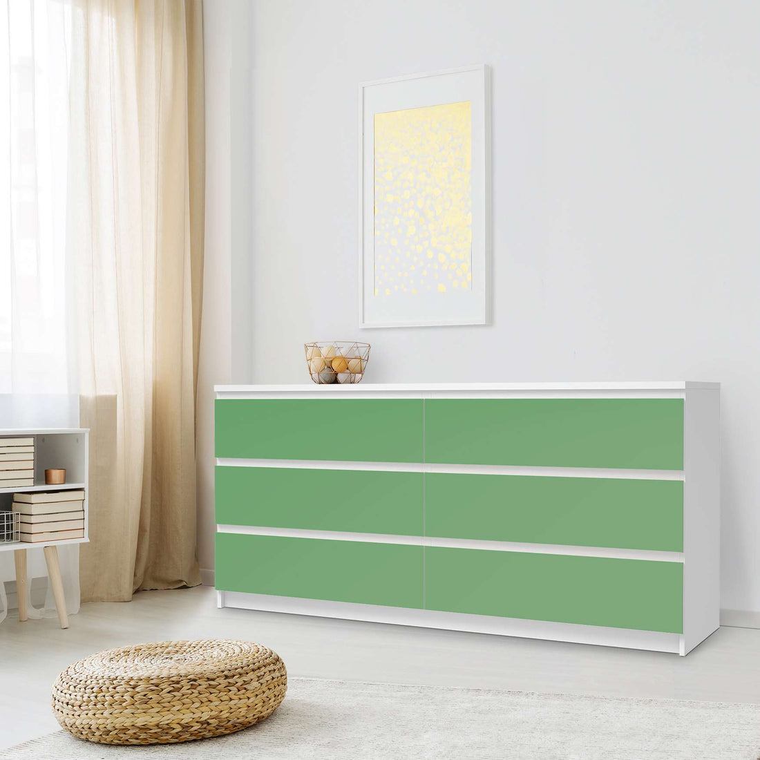 Möbelfolie Grün Light - IKEA Malm Kommode 6 Schubladen (breit) - Schlafzimmer