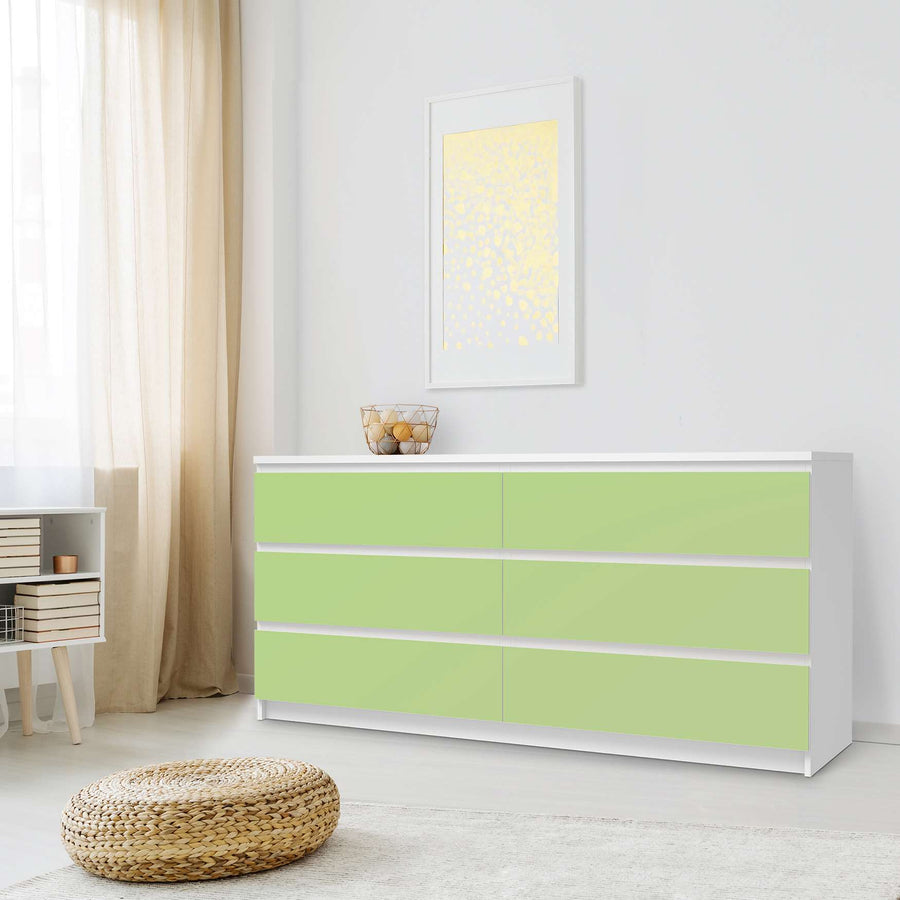 Möbelfolie Hellgrün Light - IKEA Malm Kommode 6 Schubladen (breit) - Schlafzimmer